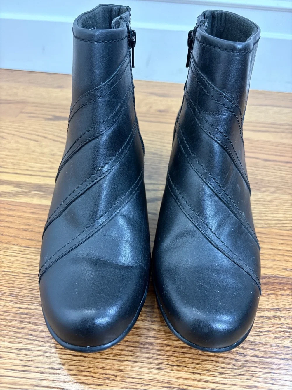 Clarks Malia Marny Low Wedge Ankle Boot Black Leather (9)